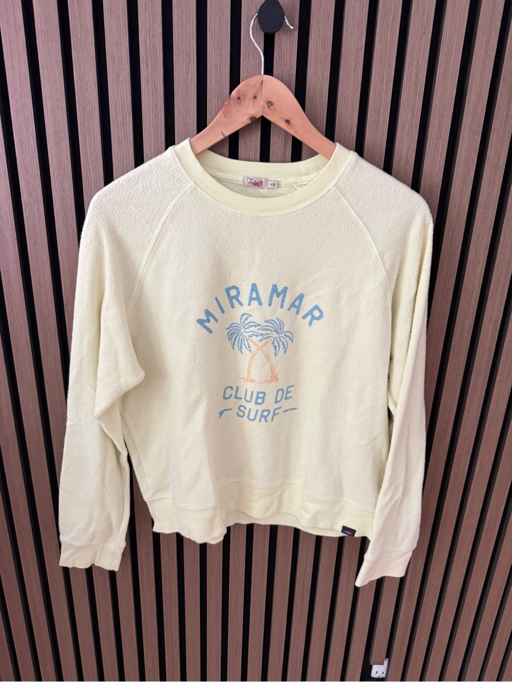 Faherty Club de Surf Cream Women's Fleece Sweater, Medium